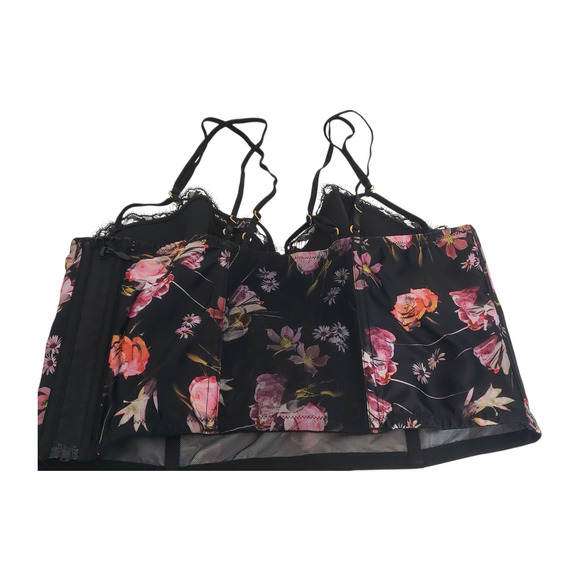 Victoria's Secret NWT Bustier Corset Top 34DD Black Floral Strappy Lace Trim - Picture 5 of 16